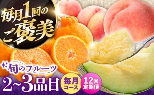 【12回定期便】＜2026年1月～初回発送＞フルーツ定期便 旬の果物をお任せで2～3品目お届け（2～3品目×12回）季節の果物 詰め合わせ 果物 セット / 定期便 フルーツ 果物 春フルーツ 夏フルーツ 秋フルーツ 冬フルーツ /  南島原市 / 吉岡青果 [SCZ014]