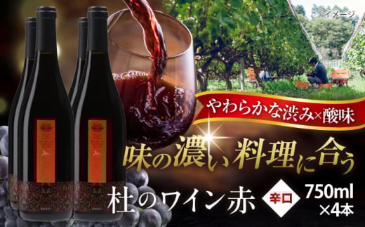 奥出雲葡萄園 杜のワイン赤 4本セット ワイン お酒 ギフト 国産 熟成ワイン 熟成 酒 赤 赤ワイン 辛口 果実酒 お祝 贈答用 アルコール フルボトル 飲料 島根県雲南市/有限会社奥出雲葡萄園 [AICS049]