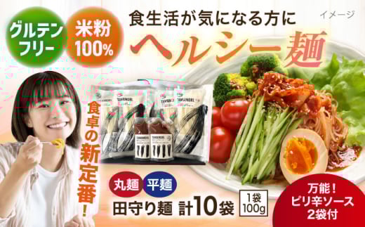 グルテンフリー米粉100％麺　田守り麺2種・ピリ辛ソースセット  | グルテンフリー 米粉 麺 田守り麺 ピリ辛ソース 島根県雲南市/有限会社木村有機農園 [AICU002]