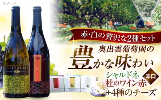 奥出雲葡萄園 白/赤ワイン・木次乳業チーズセット（シャルドネ・杜のワイン赤） ワイン お酒 チーズ 国産 セット 熟成ワイン 熟成 酒 ギフト 赤ワイン 白 白ワイン 辛口 果実酒 島根県雲南市/有限会社 奥出雲葡萄園 [AICS008]