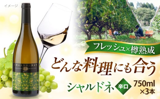 奥出雲葡萄園 シャルドネ 3本セット お酒 国産 セット 熟成ワイン 熟成 酒 ギフト 白 白ワイン 辛口 果実酒 お祝 贈答用 アルコール パーティー フルボトル 島根県雲南市/有限会社奥出雲葡萄園 [AICS016]