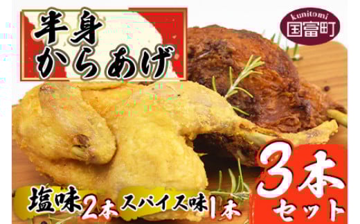 ＜半身からあげ3本セット(塩味×2本 スパイス味×1本)＞準備でき次第翌々月までに順次発送