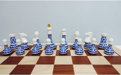 有田焼のチェス駒ハーフ(藍鍋島松竹梅)陶楽 A1400-3