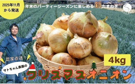 【2025年11月より発送】農家直送！サトちゃん農園のクリスマスオニオン 4kg 【サトちゃん農園】たまねぎ 新玉ねぎ しんたま クリスマス 料理 サラダ フレッシュ ごちそう F8-11