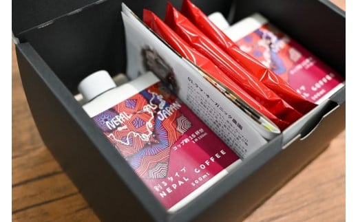 SDGs目標1(貧困をなくそう)割るタイプ NEPAL COFFEE×2+ラマ・オーガニック農園赤3包※ギフトボックス