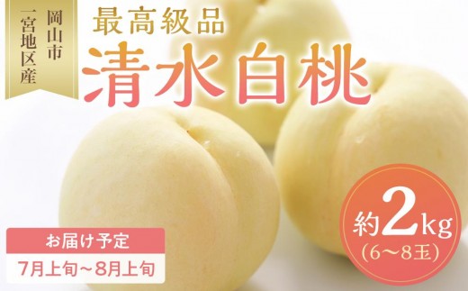 桃 2026年 清水 白桃 6~8玉入 約2.0kg 岡山市一宮地区産 もも モモ フルーツ 果物 ギフト