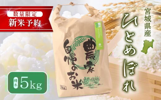 【2025年産】ひとめぼれ（精米）5kg【数量限定】| オンライン申請 宮城県 白石 ひとめぼれ 宮城米 みやぎ米 精米 白米 米袋 米どころ 人気 銘柄 ブランド米 美味しい 良食味 米 艶 上品 甘み 少ない粘り ご飯 弁当 おにぎり おむすび お取り寄せ 宮城県 白石市 白石【490014】