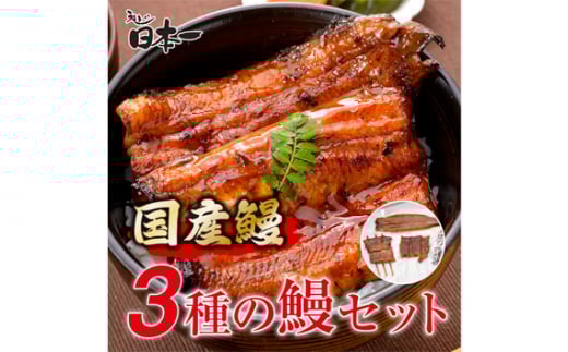 No.195 【日本一】国産3種のうなぎセット / 鰻 ウナギ かばやき 千葉県