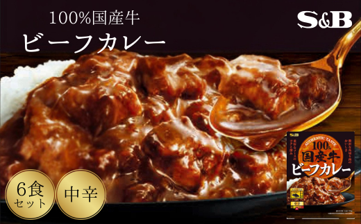 「S&B」国産牛ビーフカレー(中辛)170g×6個
