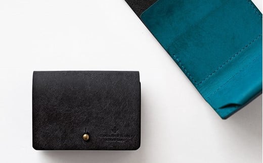 お札を折らない ミニ 財布 15 ブラックターコイズ