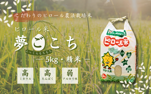 [令和7年産]こだわりのピロール農法栽培米 ピロール米 夢ごこち5kg (精米or玄米)[数量限定]
