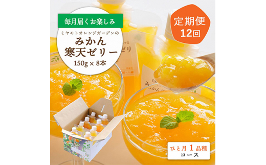 ＜発送月固定定期便＞みかん寒天ゼリー定期便～毎月1品種8本 全12回＜H25-110＞【4012159】