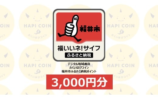 「ふくいはぴコイン」福井市ふるさと納税ポイント【3,000円分】 [A-198001] / 選べる金額 デジタル地域通貨 ホテル 観光 レジャー PAY アプリ オンライン キャッシュレス スマホ ポイント スマホ 便利 簡単 デジタル 支払い 地域通貨 送料無料