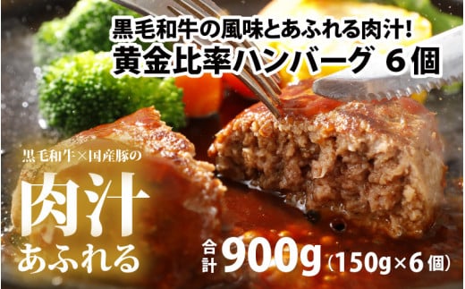 黄金比率ハンバーグ　6個セット  【ハンバーグ 和牛 牛肉 調理レシピ付き 肉のカワグチ 冷凍】 [A-015004]
