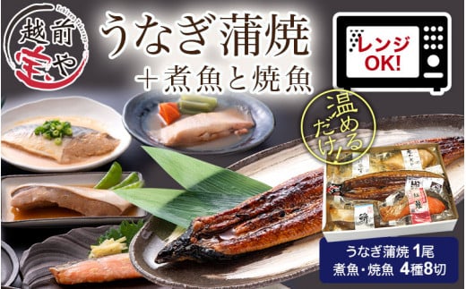 煮魚 焼魚 4種8切+うなぎ蒲焼1尾 セット [A-088009]