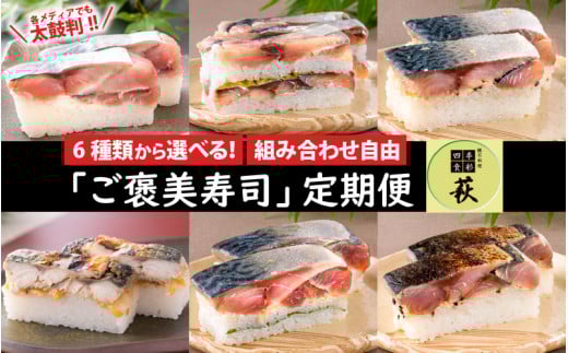 【 定期便6回コース 】選べる！贅沢すぎる「さば寿司」定期便 [H-013029] / 定期便 寿司定期便 お寿司定期便 6回定期便 6ヶ月定期便 6ヵ月定期便 生鯖 鯖ずし 海鮮 魚貝 寿司 こぶ締め 昆布締め 昆布〆  こぶ〆 コンブ 漬け 鯖 冷蔵 炙り 酢 黒酢 味噌 みそ