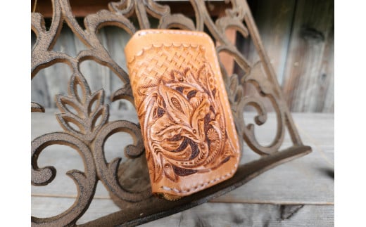 ミニウォレット -Pocket-　カービング【本革 牛革 財布 ミニ財布 サイフ 手縫い 雑貨 おしゃれ オリジナル レザー職人 手縫い フウネレザーファクトリー】 [BFAJ001]