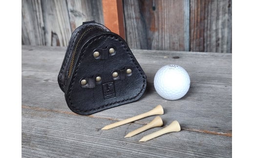 ゴルフボールケース　3個入り（ブラック）【本革 牛革 ゴルフ ゴルフボール ゴルフ用品 ゴルフボールケース ケース おしゃれ オリジナル レザー職人 手縫い フウネレザーファクトリー】 [BFAJ097]