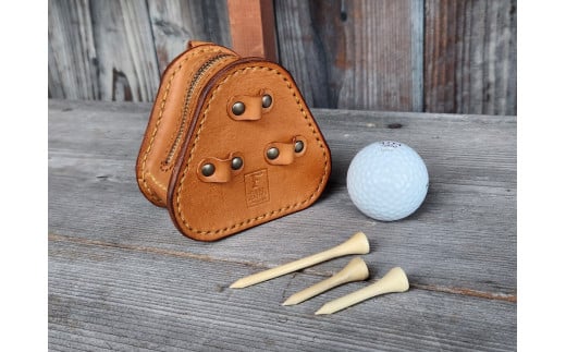 ゴルフボールケース　3個入り（ライトブラウン）【本革 牛革 ゴルフ ゴルフボール ゴルフ用品 ゴルフボールケース ケース おしゃれ オリジナル レザー職人 手縫い フウネレザーファクトリー】 [BFAJ099]