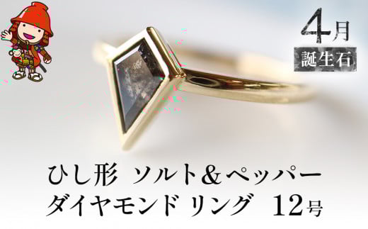 誕生石 4月 ひし形 ソルト&ペッパーダイヤモンド 指輪 | リング 12号 K18 イエローゴールド アクセサリー 婚約指輪 プロポーズ 結婚指輪 誕生日 婚約 結婚 母の日 プレゼント 祝 記念日 女性 贈り物 大分県 中津市