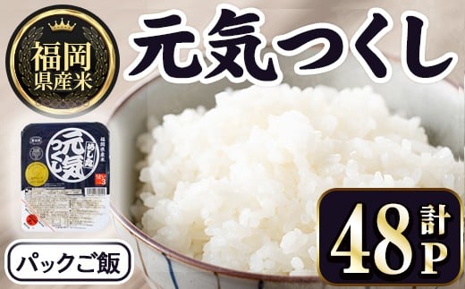 <数量限定>福岡県産米 元気つくし パックご飯 (計48P)お米 おこめ 米 こめ コメ 白米 福岡県産 ブランド米 パック 災害 備蓄 小分け 酸味料無添加 常温 常温保存【ksg1749】【農産物直売所ほたるの里】