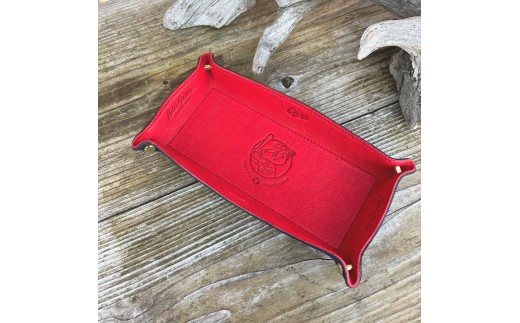 【広島ジビエレザー×広島東洋カープ】東広島産鹿革使用☆メガネや鍵を入れておくのにとっても便利なレザートレー カープ坊や