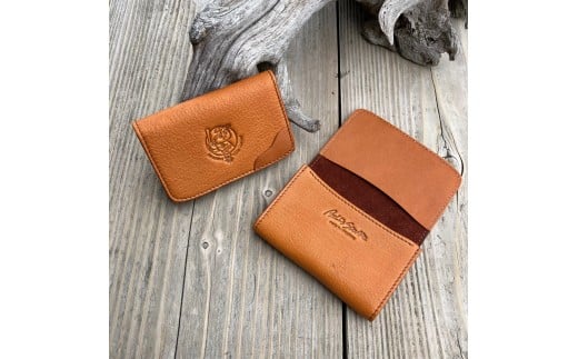 【広島ジビエレザー×広島東洋カープ】東広島産鹿革使用☆名刺入れ/カード入れ　初対面でも印象に残る名刺入れ ヴィンテージキャメル　カープ坊や