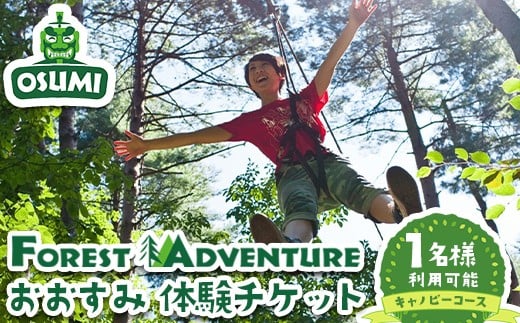 【キャノピーコース】フォレストアドベンチャー・おおすみ 体験チケット (1名分) 体験 アクティビティ チケット【フォレストアドベンチャー・おおすみ】 A963
