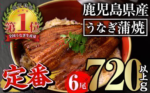 無投薬!鹿児島県産うなぎ蒲焼セット<定番>(計720g以上・ 約120g×6尾) タレ・山椒付き 鰻 ウナギ 国産【西日本養鰻】B145-v01