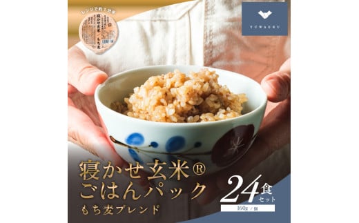 寝かせ玄米ごはんパック もち麦ブレンド 160g×24食｜玄米 常温保存 パックご飯 備蓄 一人暮らし レトルト もち麦 雑穀 [1612]