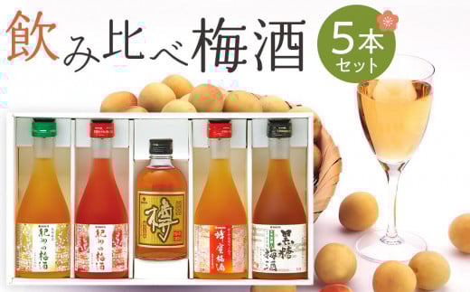 飲み比べ5本セット（白・赤・蜂蜜・黒糖・樽）紀州の梅酒［MG69］