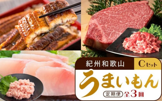 【定期便 全3回】紀州和歌山うまいもんセットC(生まぐろ・うなぎ蒲焼・熊野牛)【UT127】