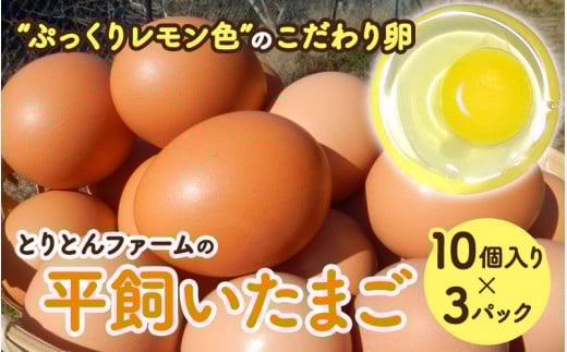 とりとんファームの平飼いたまご10個入り×3パック[冷蔵配送] / 田辺市 卵 たまご 鶏卵 平飼い 卵かけごはん[trt004-2-c]