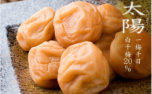 [サイズが選べる!]一梅千日白干し梅「太陽」塩分20% A級品500g / 和歌山 和歌山県産 紀州南高梅 南高梅 梅干し 梅干 梅 白干し梅 A級品 L 2L 3L 4L 昔ながらの梅干し ご飯のお供[umm027-2L]