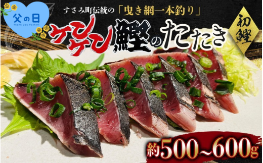 [父の日][父の日までにお届け] 和歌山県すさみ産 初鰹!!!! ケンケン鰹のたたき 約500g〜600g / 初鰹 鰹 かつお かつおのたたき 刺身 タタキ 天然 冷凍 真空 小分け 個包装 加工品 魚 和歌山県 すさみ町[scp001A-pp]