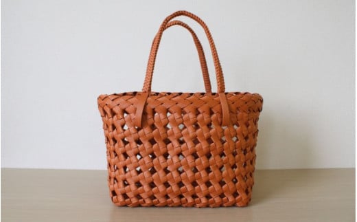 【ハンドメイド】エコバック テラコッタ色 / 籠 かご カゴ バッグ エコバッグ 手作り 手づくり かごバッグ カゴバック 籠バッグ かばん カバン 鞄 【stn001A】