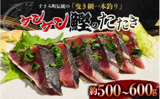 和歌山県すさみ産  ケンケン鰹のたたき 約500g~600g / 初鰹 鰹 かつお かつおのたたき 刺身 タタキ 天然 冷凍 真空 小分け 個包装 加工品 魚 和歌山県 すさみ町【scp001A】