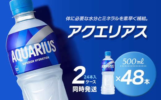 アクエリアス 500mlPET 48本(24本入×2ケース) 愛媛県西条市 | スポーツドリンク アクエリ 水分補給 熱中症対策 清涼飲料水 飲料 ペットボトル 2箱 愛媛県 西条市 送料無料
