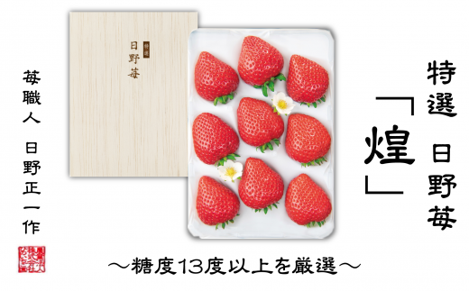 いちご 特選 日野苺「煌(きらめき)」(約450g)~糖度13度以上を厳選~ 化粧箱  愛媛県西条市産 【先行予約・ 11月下旬~2026年2月発送】| いちご 苺 完熟 農家直送 産地直送 果物 くだもの フルーツ 野菜 いちご イチゴ 愛媛県産 おすすめ 人気 お取り寄せ 送料無料 贈答 ギフト ひのいちご園