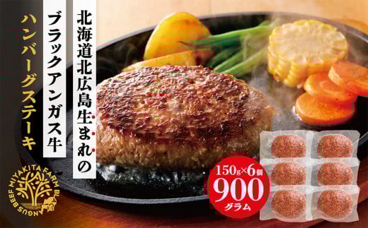 北海道北広島産 ブラックアンガス牛 ハンバーグステーキ 900g （150g×6個）牛肉