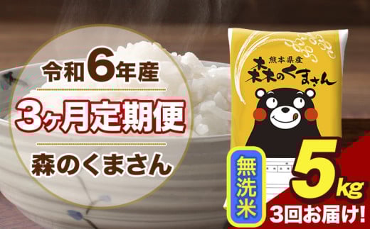 令和6年産 森のくまさん 無洗米 5kg 5kg×1袋 計3回お届け [お申し込み月の翌月から出荷開始] お米 こめ 熊本県産 ご飯 備蓄