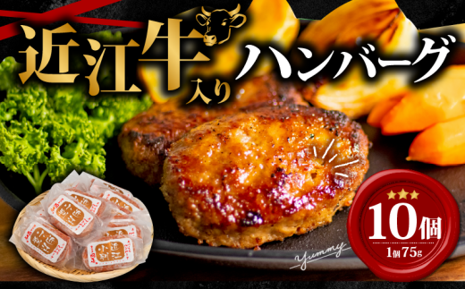 【11月発送】 近江牛 入り ハンバーグ 75g×10個 750g 冷凍 ギフト 肉 お取り寄せ はんばーぐ 黒毛和牛 贈答用 ごはんのお供 三大和牛 近江小判 惣菜 ブランド おかず 贈り物 自宅用 滋賀県 竜王町 岡喜 ふるさと納税 神戸牛 松阪牛 に並ぶ 日本三大和牛