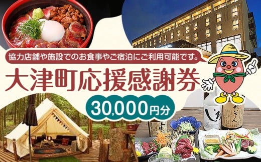 大津町 応援感謝券 30000円 観光協会《30日以内に出荷予定(土日祝除く)》熊本県 大津町 飲食店 宿泊施設