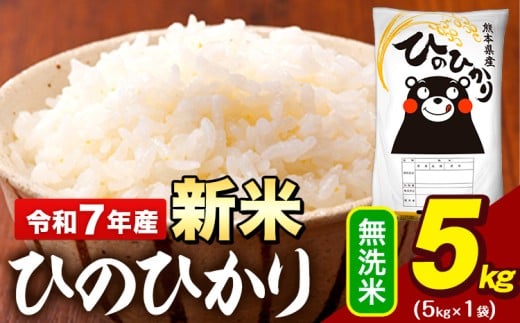 新米 令和7年産 無洗米 米 ひのひかり 5kg[10月中旬-12月末頃出荷]熊本県 大津町 国産 熊本県産 無洗米 精米 送料無料 ヒノヒカリ こめ お米