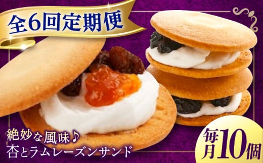 【全6回定期便】 お菓子 杏とラムレーズンサンド 10個入り あんず 杏子 おやつ 菓子 お茶 レーズン ぶどう 葡萄 レーズンサンド アフタヌーンティー 紅茶 ティータイム お菓子 甘味 スイーツ 人気 おすすめ 美味しい グルメ お取り寄せ ギフト 贈り物 プレゼント セット 詰め合わせ 洋菓子 焼き菓子 広島 しっとり 大人な 広島県福山市/有限会社勉強堂 [BAFL016]