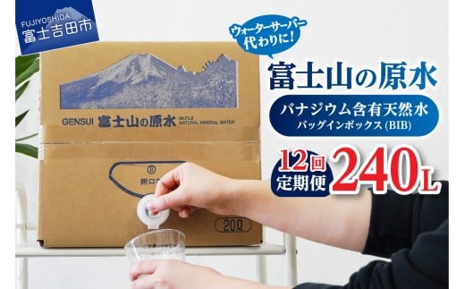 【12か月お届け】バナジウム天然水定期便 富士山の原水 20L BIB 防災 保存 ストック 防災グッズ 備蓄 山梨 富士吉田