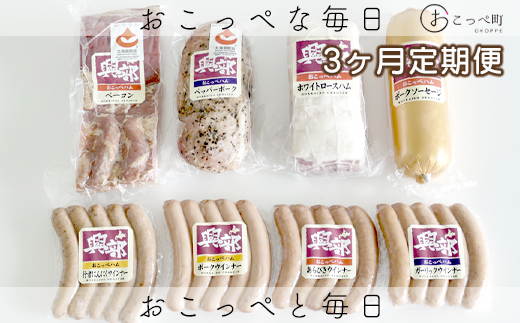 【北海道おこっぺハム】詰め合わせセットＥ 3ヶ月定期便