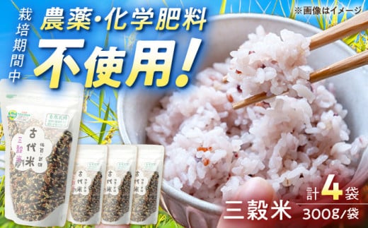 【自然農法で育てた】古代米 三穀米 1.2kg（300g×4袋）/永尾 忠則 [UAS008] 雑穀 雑穀米 米 お米