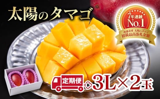 【2ヶ月定期便】最高級ブランド『太陽のタマゴ』3Lサイズ2個入り【糖度15度以上】宮崎県西都市産完熟マンゴー＜8.5-8＞宮崎完熟マンゴー 果物 フルーツ 甘い【先行予約】