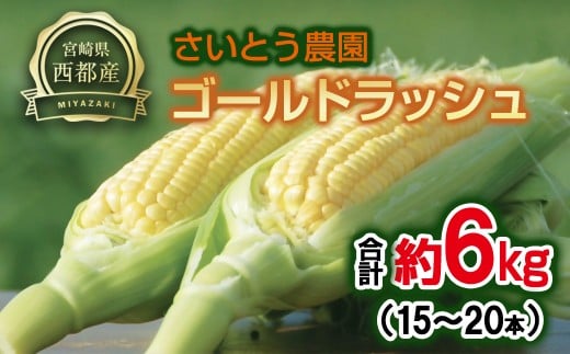 【さいとう農園】朝どれ! スイートコーン『ゴールドラッシュ』約6kg 15本~20本【先行予約】<1.1-48>とうもろこし トウモロコシ★